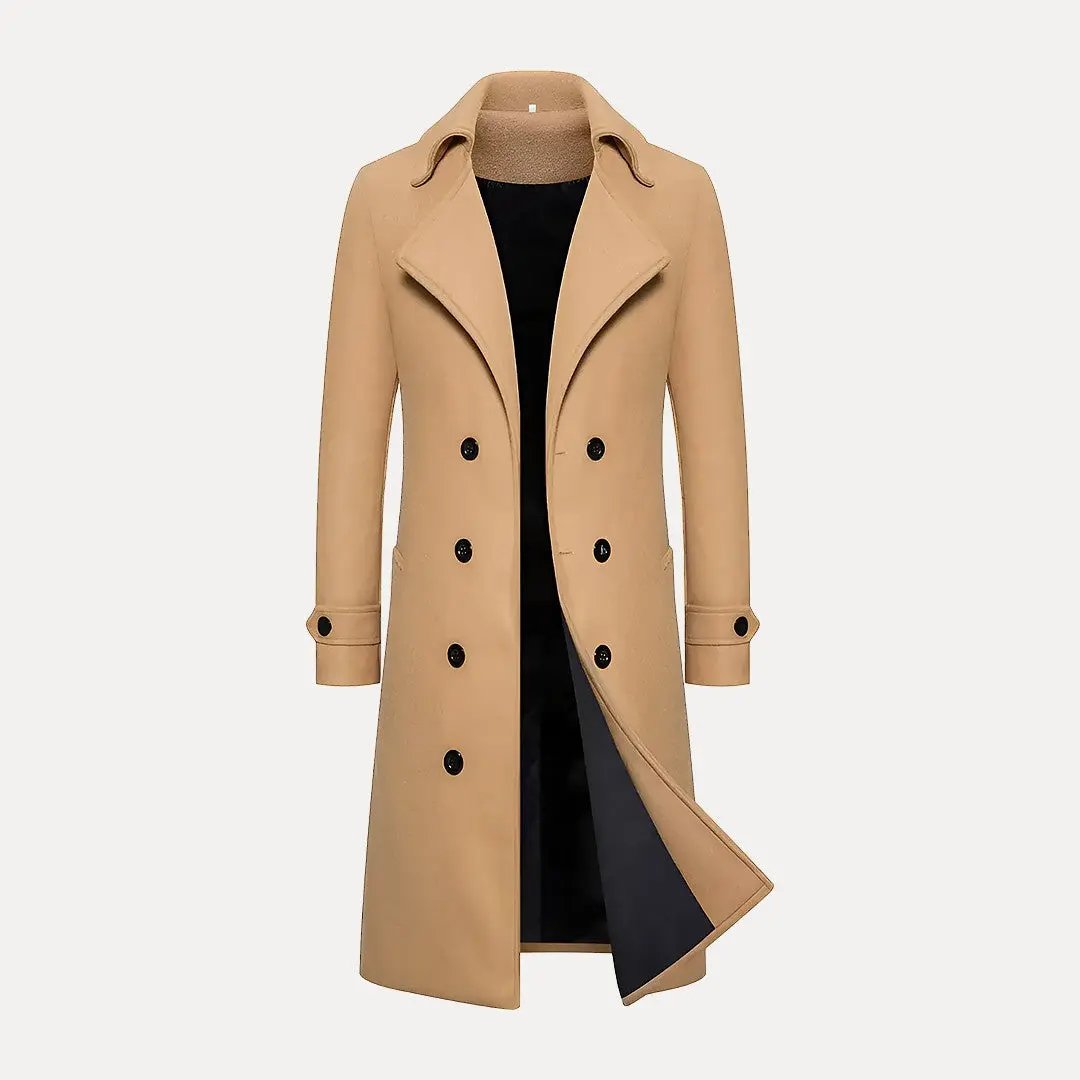 Klassischer Trenchcoat Doppelreihig Wollmantel