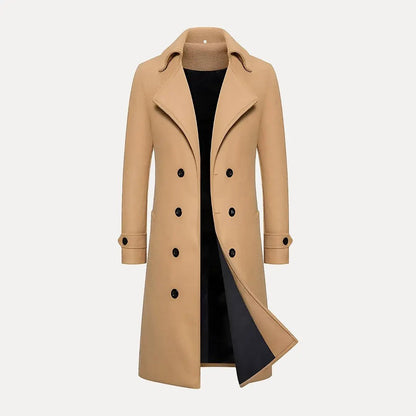 Klassischer Trenchcoat Doppelreihig Wollmantel