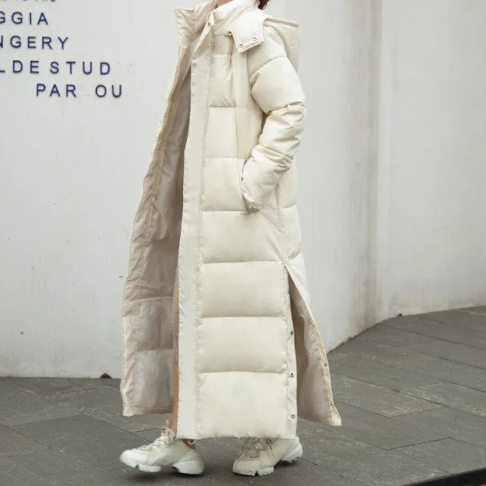 Winter Puffer-Mantel Damen Lang Kapuzenmantel
