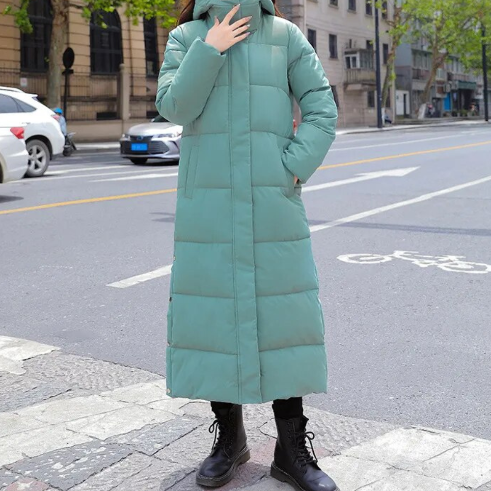 Winter Puffer-Mantel Damen Lang Kapuzenmantel