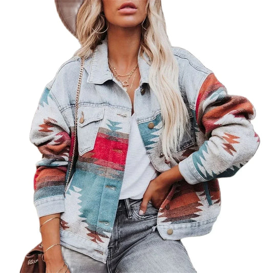Stylische Aztekenjacke Bunt Vintage Look - IdealeKleiden