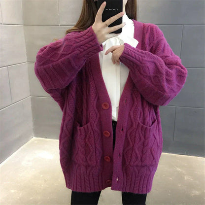 Strickjacke Lang Damen Warm Dick