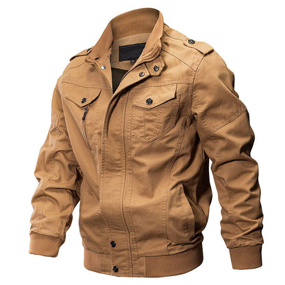 Militär-Bomberjacke Baumwolle Reißverschluss Modern - IdealeKleiden