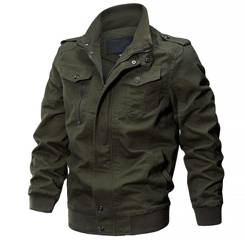 Militär-Bomberjacke Baumwolle Reißverschluss Modern