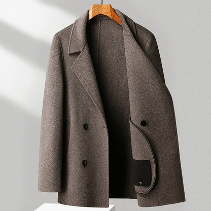 Stylischer Doppelreihen Mantel Wollmix Reverskragen - IdealeKleiden