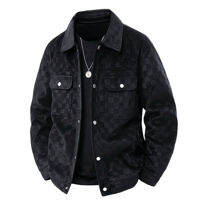 Stilvolle Karo-Jacke Faux-Suede Schnellverschluss