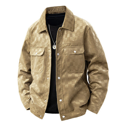 Stilvolle Karo-Jacke Faux-Suede Schnellverschluss