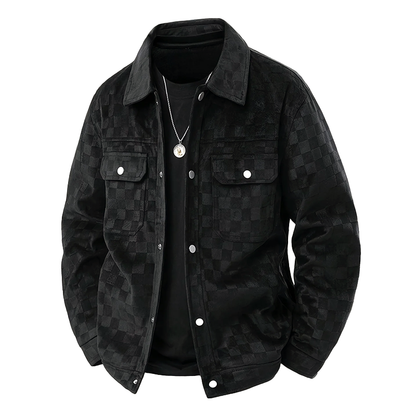 Modische Suede-Jacke Karo Muster Frauen
