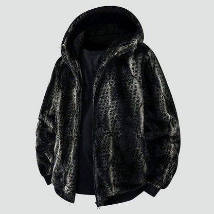 Kunstfell-Kapuzenjacke Modern Reißverschluss Vorne