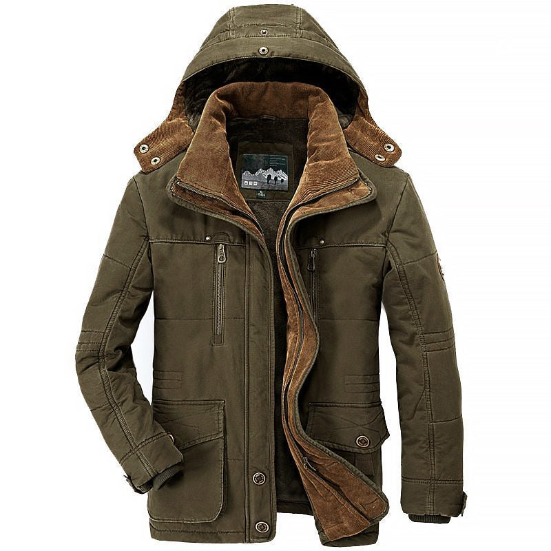 Warm gefütterte Winterjacke Kapuze Fleece