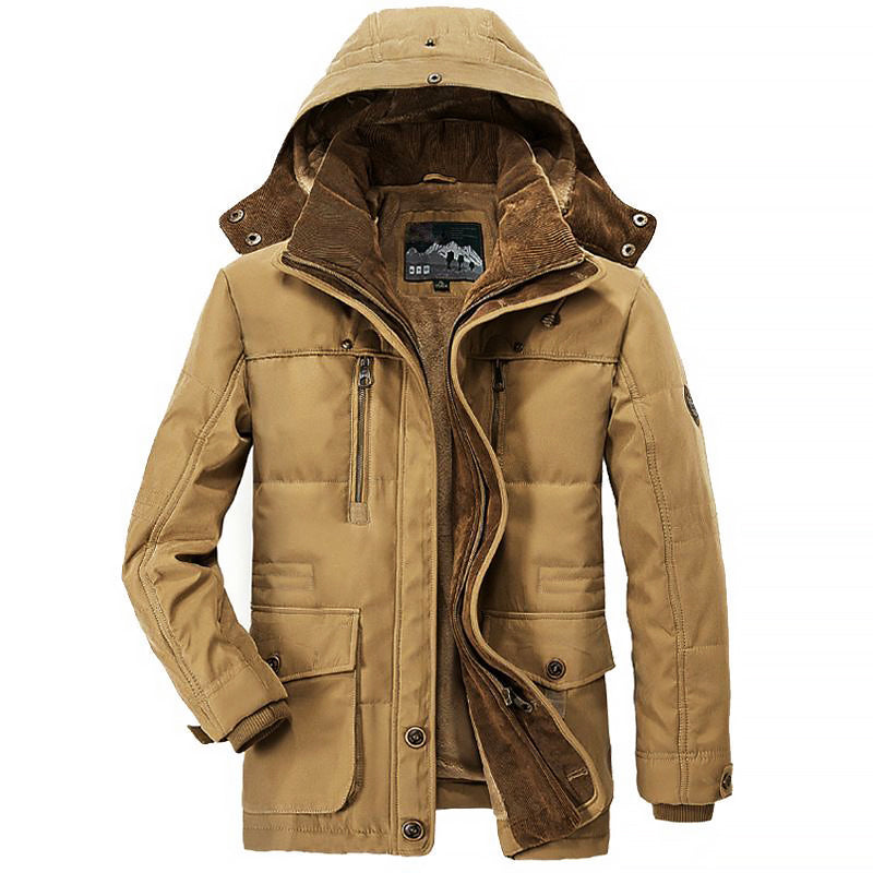 Warm gefütterte Winterjacke Kapuze Fleece