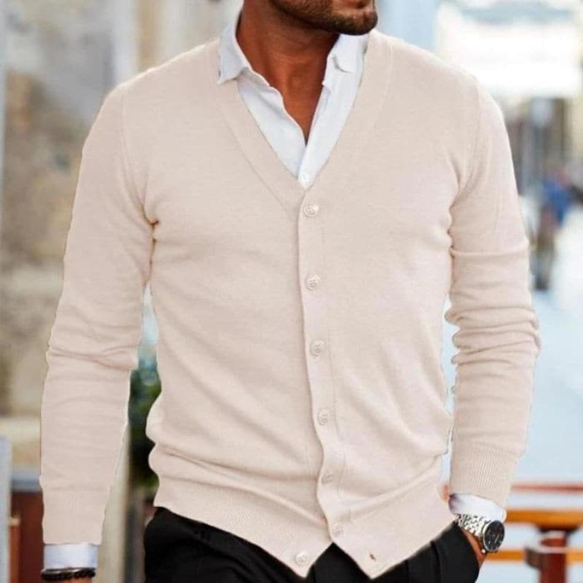 Herren Strickjacke Elegant V-Ausschnitt Business Style