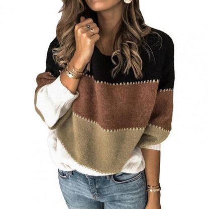 Streifiger Damenpullover Langarm Casual