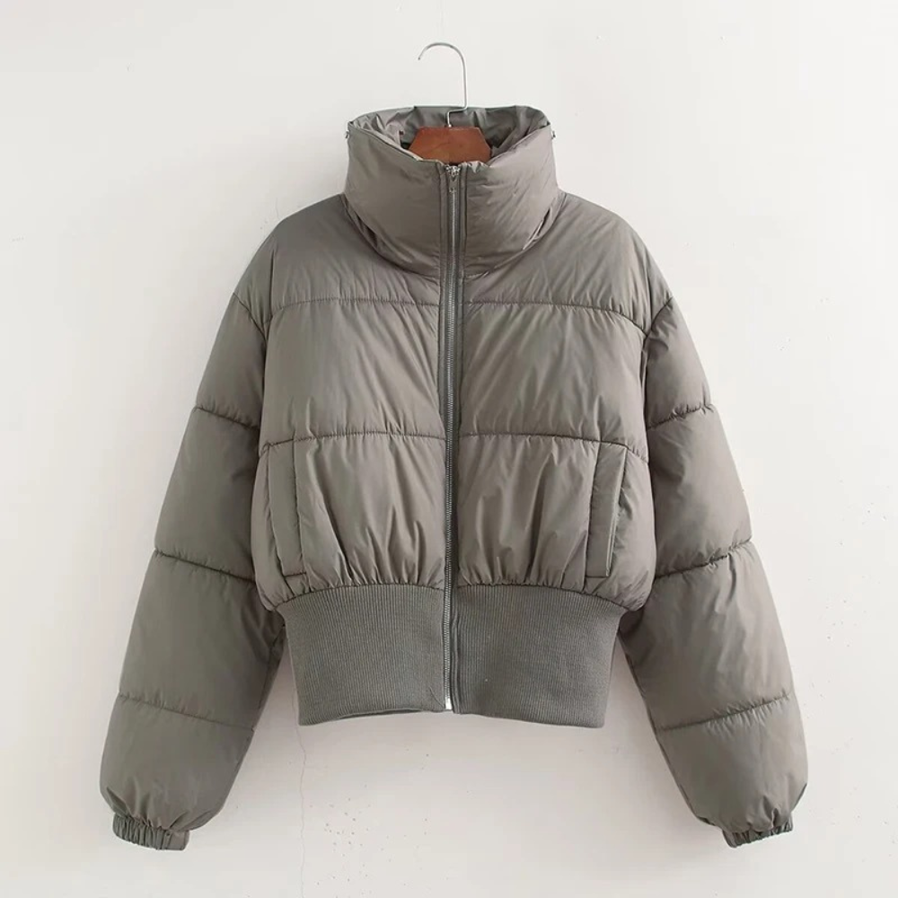 Damen Pufferjacke Kurz Warm Elegant