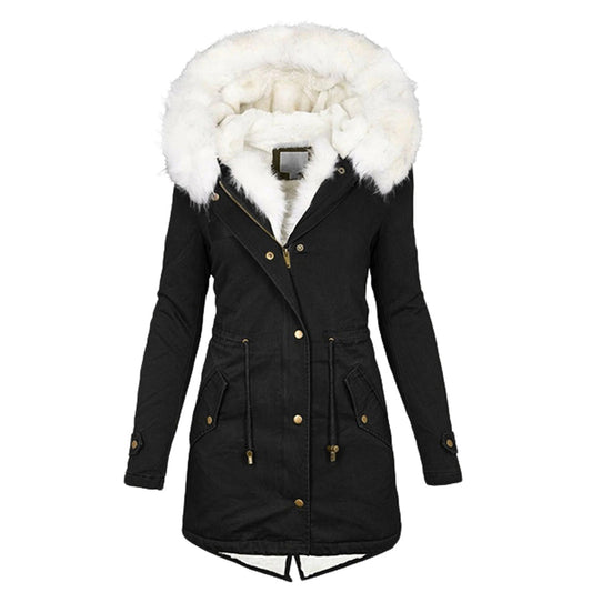 Warme Damen Winterjacke Fleece Gefüttert - IdealeKleiden