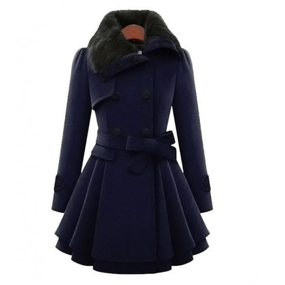 Damen Winter Trenchcoat Elegant Lang