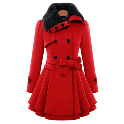 Stylischer Damen-Trenchcoat mit weichem Kunstpelz