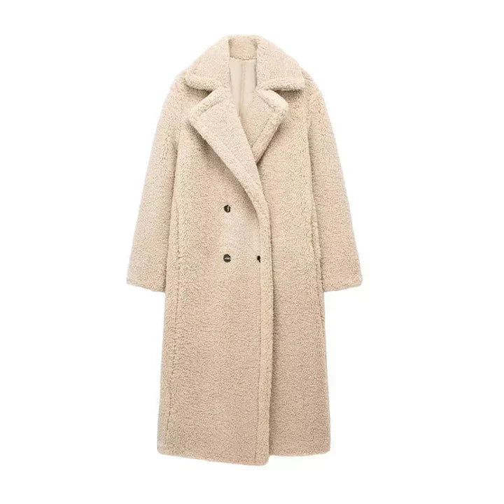 Langer Teddy Mantel Damen Modern Chic