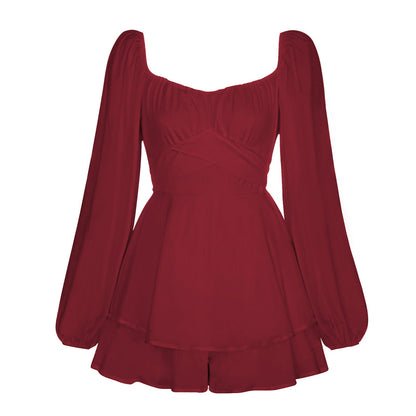 Damen Minikleid Römisches Puffärmel Design