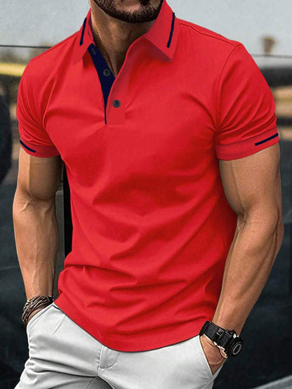 Herren Poloshirt Modern Stehkragen Leichtes Baumwollhemd