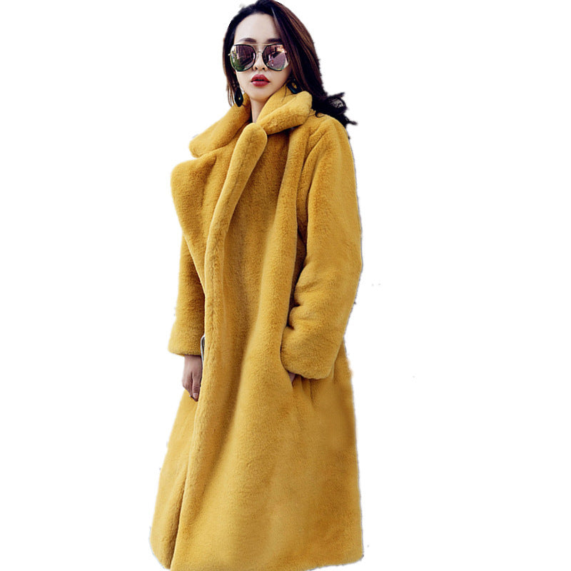 Damen Teddy Mantel Lang Elegant Schnitt - IdealeKleiden