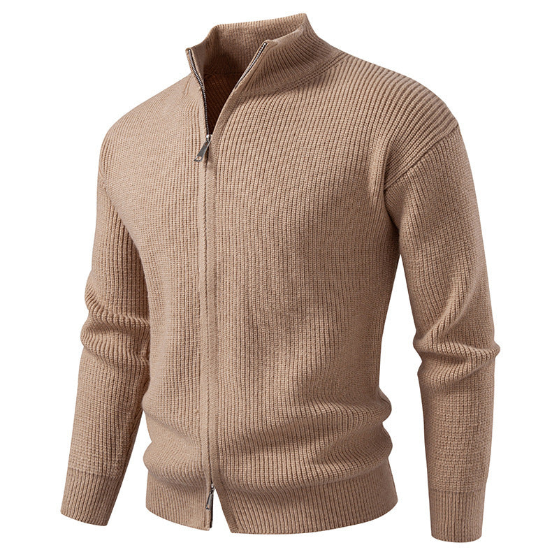 Herren Strickjacke Hochkragen Moderner Reißverschluss