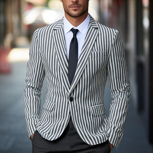 Herren Blazer Slim Fit Streifen Design - IdealeKleiden