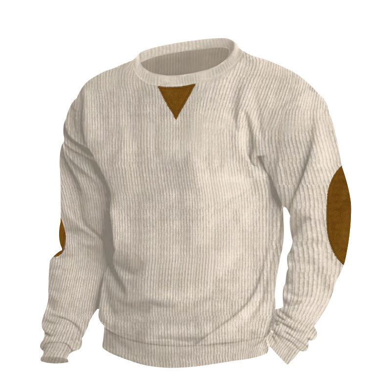 Herren Pullover Modern Strick Design Ellenbogen Patches