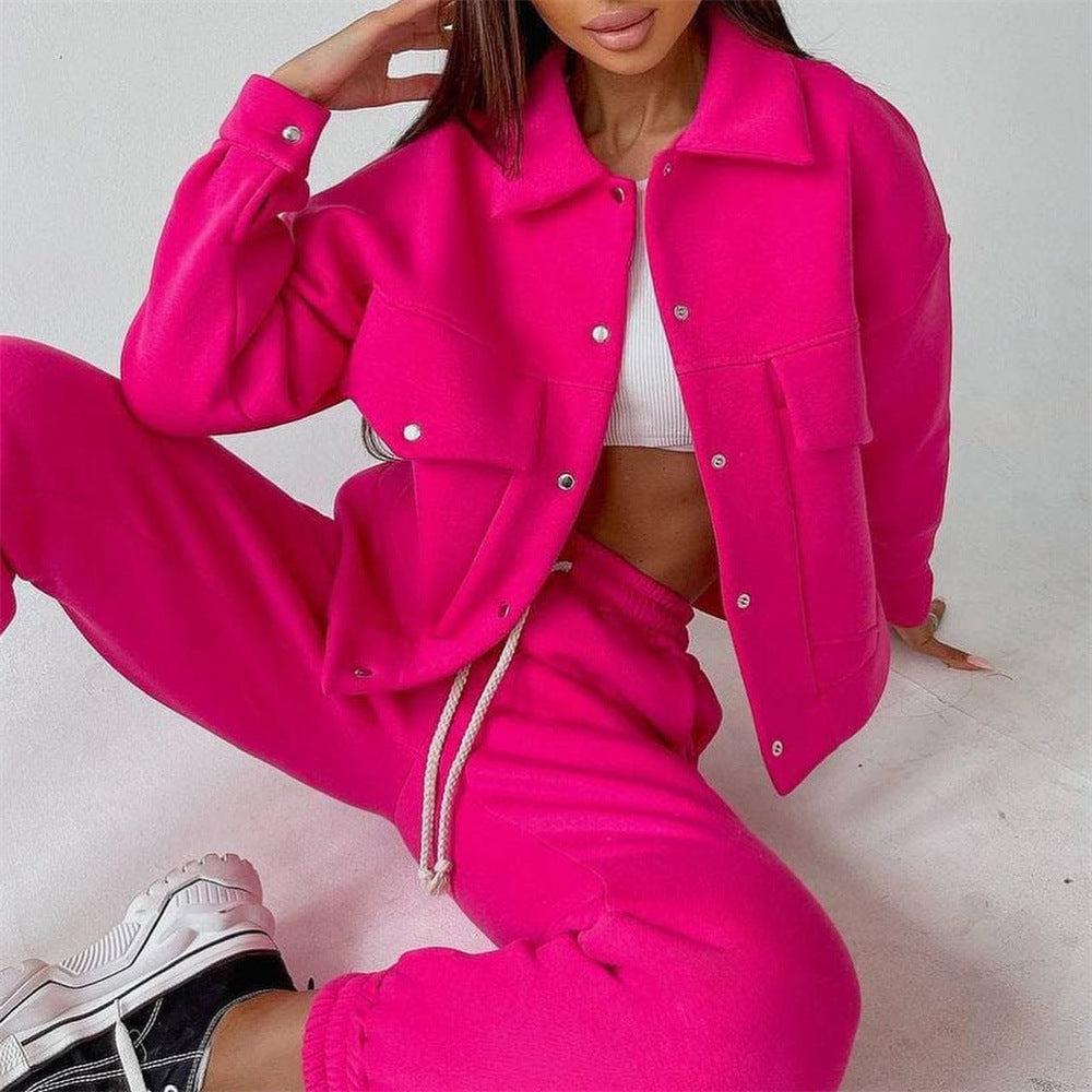 Damen Sportset Fleece Jogginganzug Bequem - IdealeKleiden