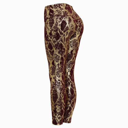 Damen Sportleggings Schlangenmuster Hochwand