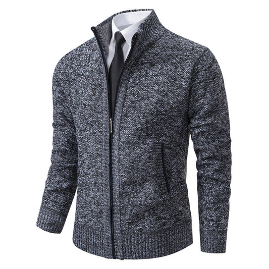 Herren Strickjacke Elegant Hochkragen Reißverschluss - IdealeKleiden