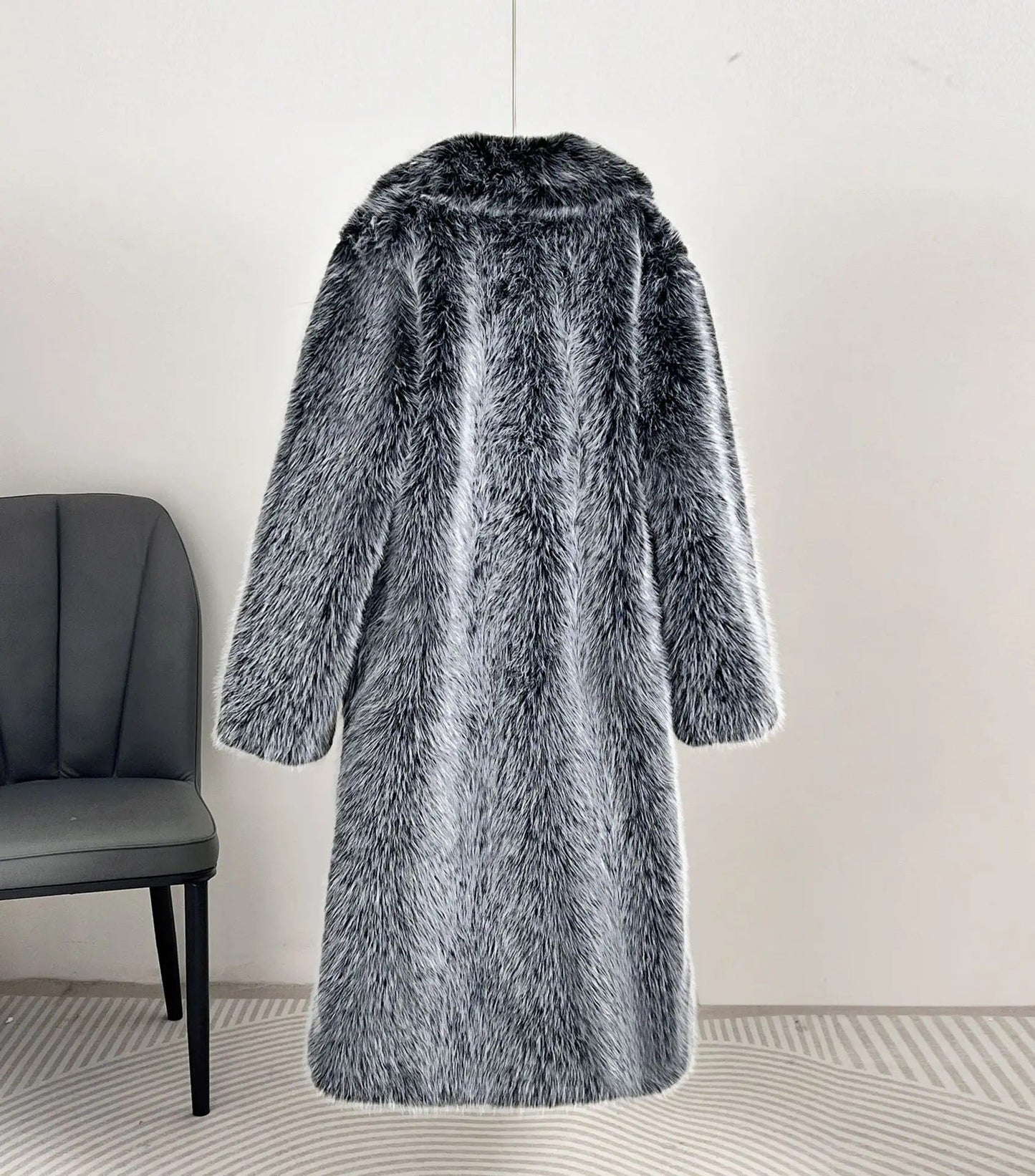 Damen Kunstfellmantel Elegantes Design Großzügig
