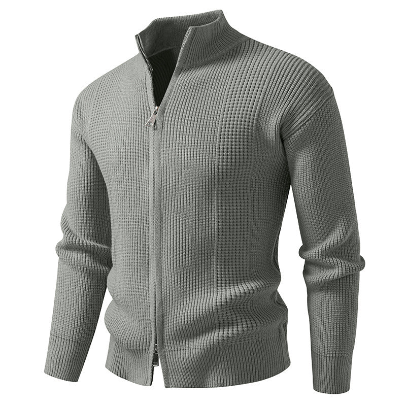 Herren Strickjacke Hochkragen Modern Schnellverschluss