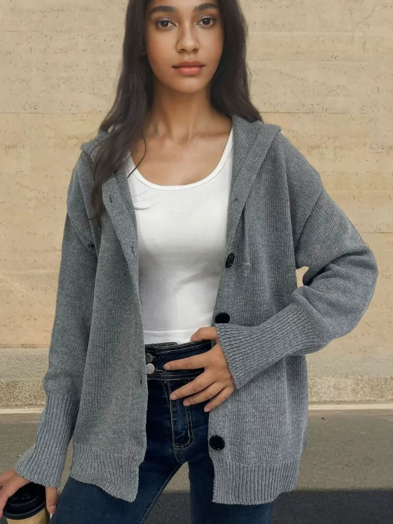 Kapuzenpullover Mit Rippenbündchen