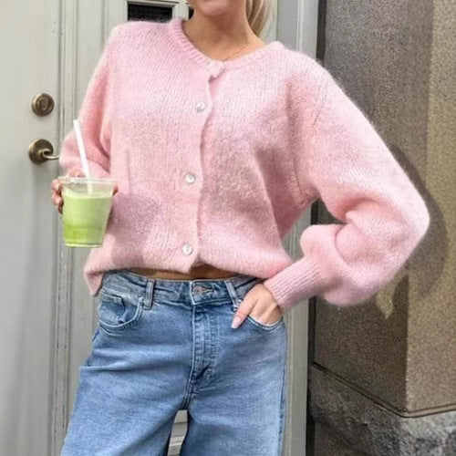 Weicher Damen Cardigan Mohair Kuscheljacke - IdealeKleiden