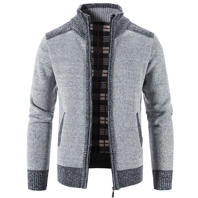 Herren Strickjacke Modern Stehkragen Struktur Look