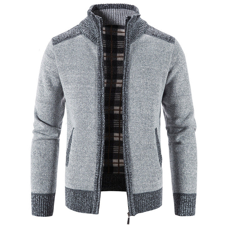 Herren Strickjacke Modern Stehkragen Struktur Look