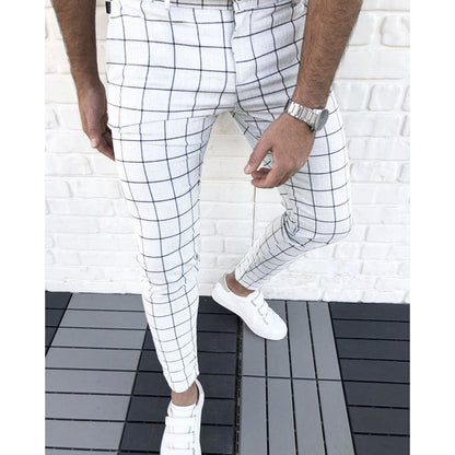 Herren Slim Fit Anzughose Karomuster Modern
