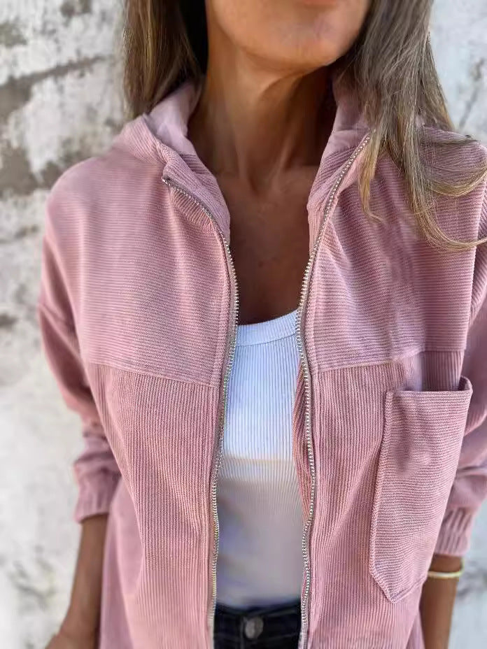 Kapuzenjacke Corduroy Relaxed Fit Reißverschluss