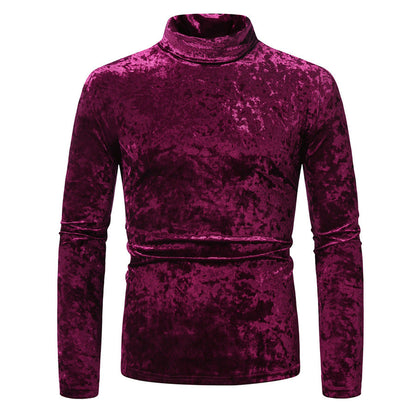 Herren Rollkragenpullover Samt Elegant Modern