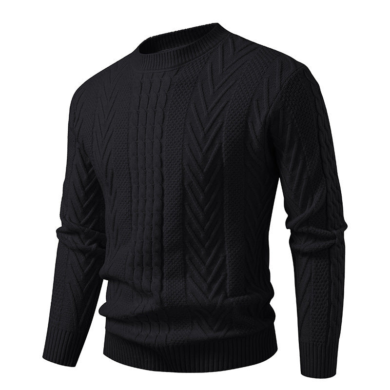 Herren Pullover Grobstrick Zopfmuster Rundhals