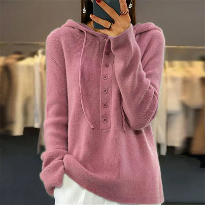 Kapuzenpullover Damen Locker Strick Design