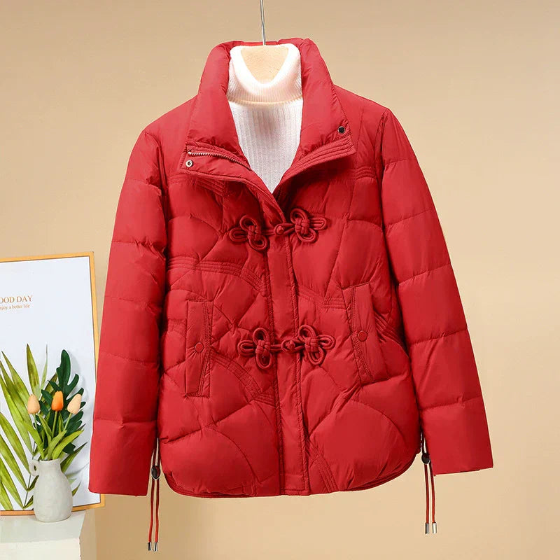 Kurze Pufferjacke Geometrisch Verstellbar - IdealeKleiden