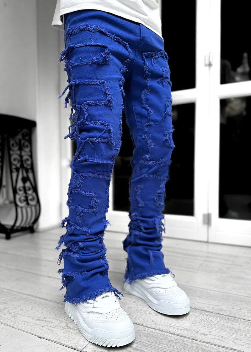 Damen Skinny Jeans mit Fransen Style