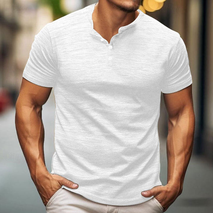 Herren T-Shirt Kurzarm Modern Knopfdesign