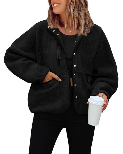 Damen Fleecejacke Weich und Warm mit Taschen