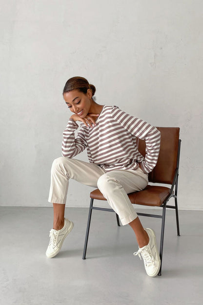 Stilvoller Streifenpullover Damen - IdealeKleiden