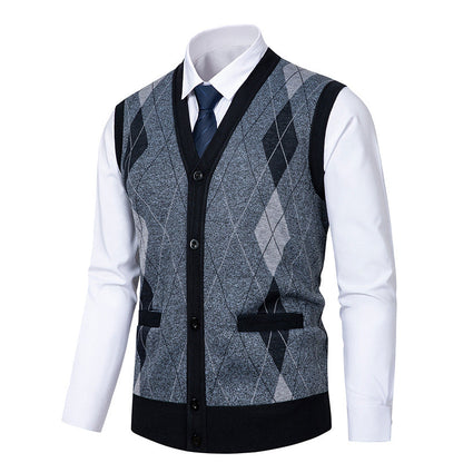 Herren Strickjacke Elegant Rautenmuster Modern