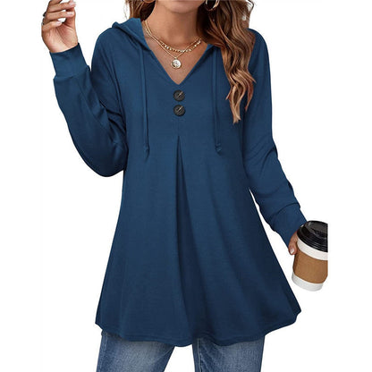 Damen Tunika Asymmetrisch Knopf Detail Eleganz
