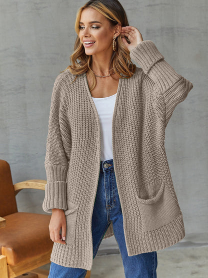 Damen Strickcardigan Groß Größe Rippendesign Praktisch